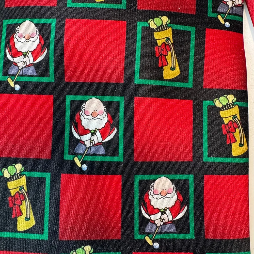 Kersten Brothers Jolly Ol Nickties Santa Golf Necktie Tie Silk Holiday Christmas